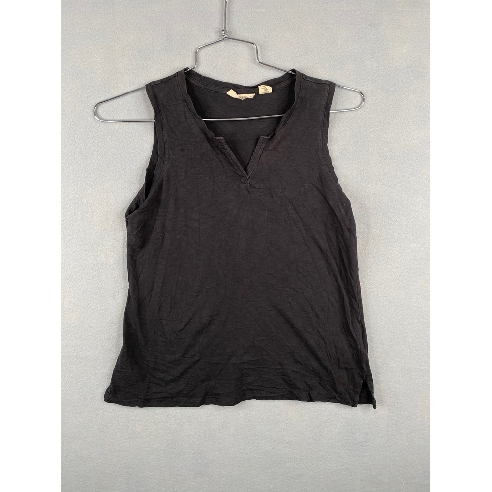 Christian Siriano New York Black Sleeveless Split Neck Slub Top Womens XS